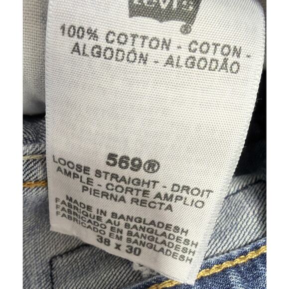 Levi's 569 Loose Straight Fit Jeans Men’s 38x30 Medium Blue 100% Cotton - Picture 5 of 7
